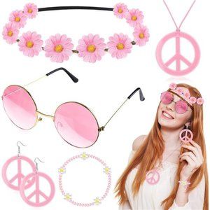 6 Pcs Hippie Costume Accessories Set